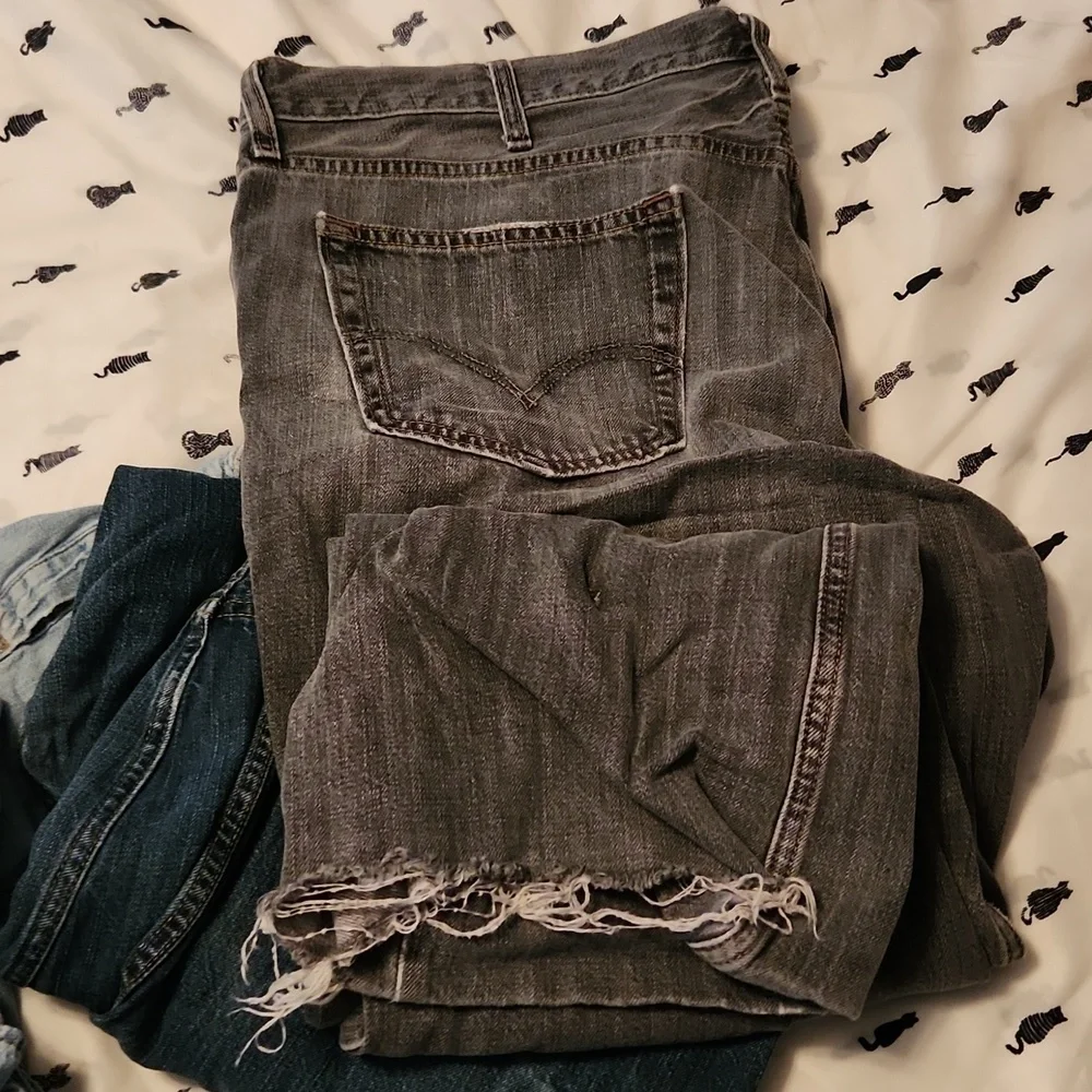 Destroyed denim Shirts jeans for blankets and crafts or to fix and wear again